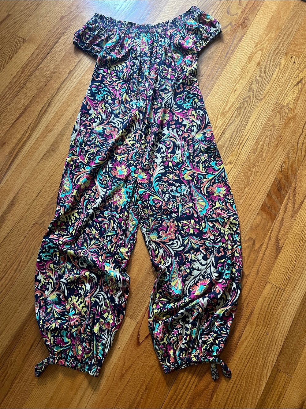 Anthropologie Multicolor Off-Shoulder Paisley Jumpsuit